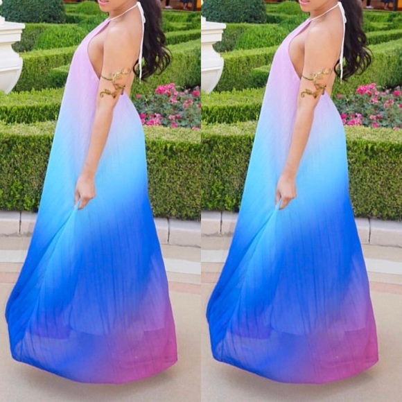 LAST ONE!! PRICE FIRM Halter backless Ombré maxi - Picture 3 of 5